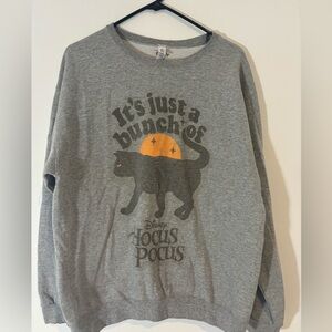 Disney Women’s Large Gray Halloween Hocus Pocus Sweatshirt Black Cat Pullover
